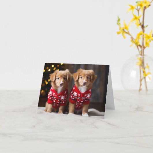 Nova Scotia Ducktolling Retrievers Kerst Kaart (Gele Bloem)