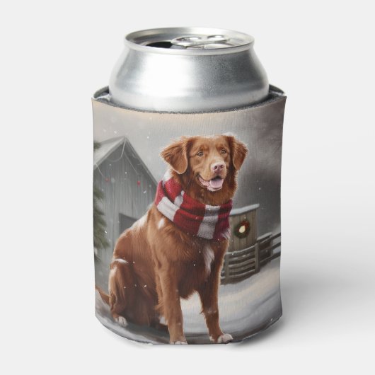 Nova Scotia Eend Toller Hond in Sneeuw Kerstmis Blikjeskoeler (Blikje Voorkant)