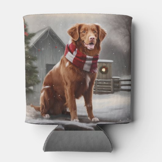 Nova Scotia Eend Toller Hond in Sneeuw Kerstmis Blikjeskoeler (Achterkant)