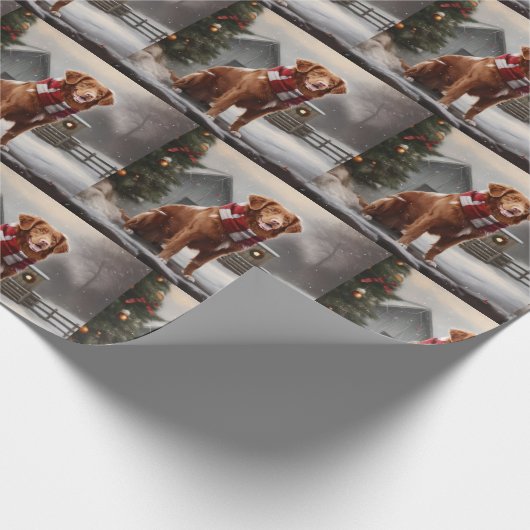 Nova Scotia Eend Toller Hond in Sneeuw Kerstmis Cadeaupapier (Hoek)