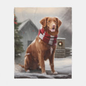 Nova Scotia Eend Toller Hond in Sneeuw Kerstmis Fleece Deken (Voorkant)