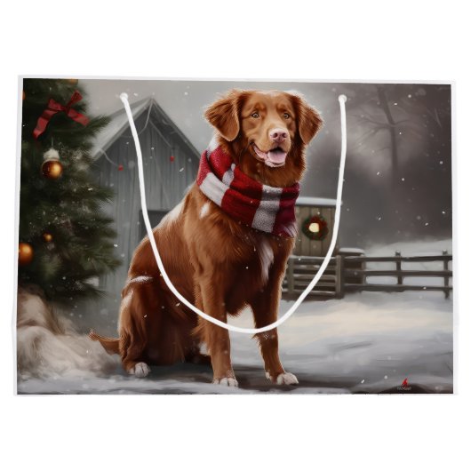 Nova Scotia Eend Toller Hond in Sneeuw Kerstmis Groot Cadeauzakje (Achterkant)