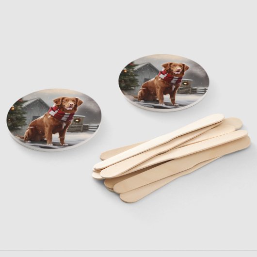 Nova Scotia Eend Toller Hond in Sneeuw Kerstmis Handwaaier (Niet-gemonteerd)