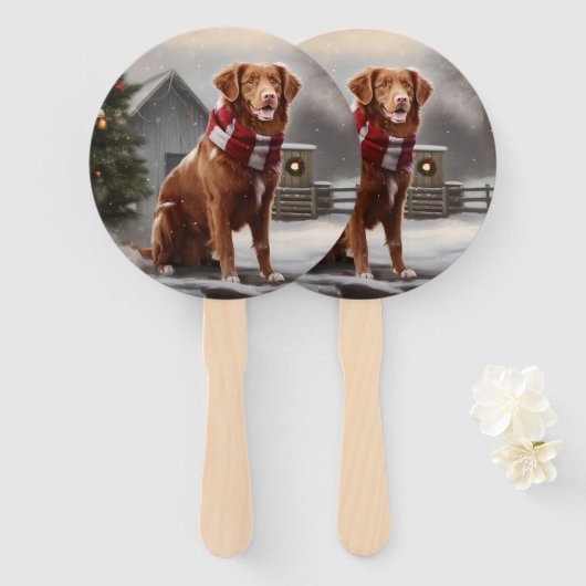Nova Scotia Eend Toller Hond in Sneeuw Kerstmis Handwaaier (Voorkant en achterkant)