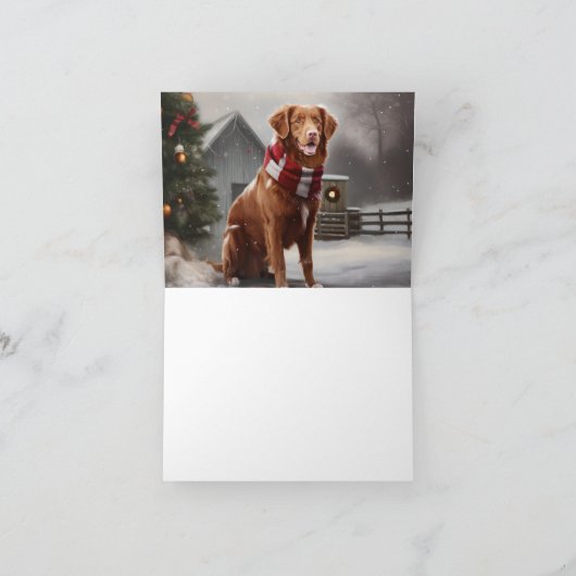 Nova Scotia Eend Toller Hond in Sneeuw Kerstmis Kaart (Binnen)