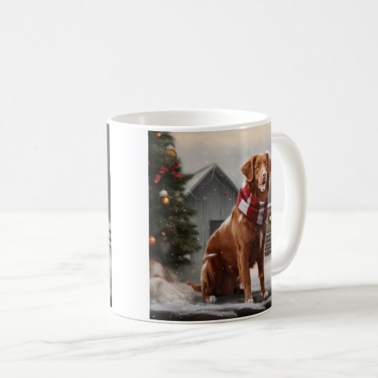 Nova Scotia Eend Toller Hond in Sneeuw Kerstmis Koffiemok (Voorkant rechts)