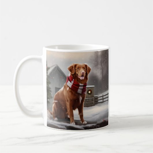 Nova Scotia Eend Toller Hond in Sneeuw Kerstmis Koffiemok (Links)