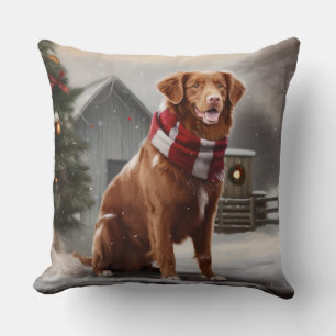 Nova Scotia Eend Toller Hond in Sneeuw Kerstmis Kussen