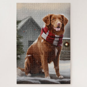 Nova Scotia Eend Toller Hond in Sneeuw Kerstmis Legpuzzel