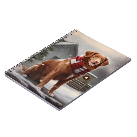 Nova Scotia Eend Toller Hond in Sneeuw Kerstmis Notitieboek (Linkerzijde)