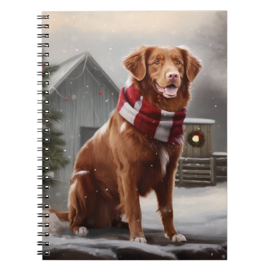 Nova Scotia Eend Toller Hond in Sneeuw Kerstmis Notitieboek (Voorkant)
