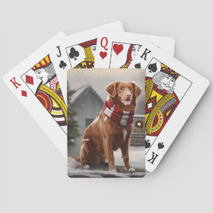Nova Scotia Eend Toller Hond in Sneeuw Kerstmis Pokerkaarten