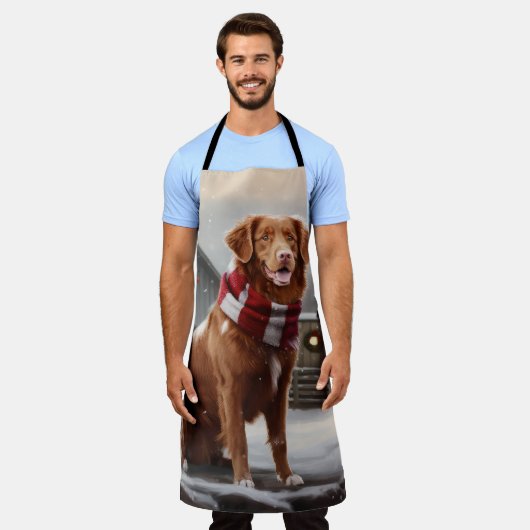 Nova Scotia Eend Toller Hond in Sneeuw Kerstmis Schort (Gedragen)