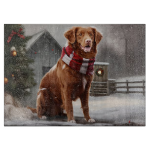 Nova Scotia Eend Toller Hond in Sneeuw Kerstmis Snijplank