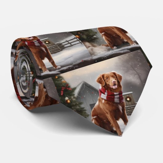 Nova Scotia Eend Toller Hond in Sneeuw Kerstmis Stropdas (Opgerold)