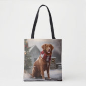 Nova Scotia Eend Toller Hond in Sneeuw Kerstmis Tote Bag (Voorkant)