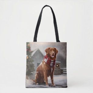 Nova Scotia Eend Toller Hond in Sneeuw Kerstmis Tote Bag