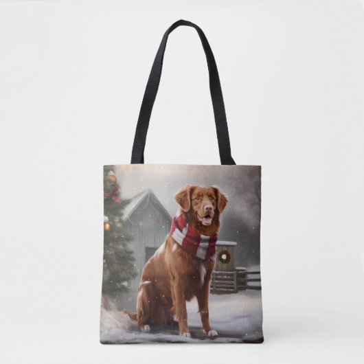 Nova Scotia Eend Toller Hond in Sneeuw Kerstmis Tote Bag (Voorkant)