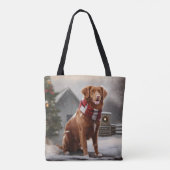 Nova Scotia Eend Toller Hond in Sneeuw Kerstmis Tote Bag (Achterkant)