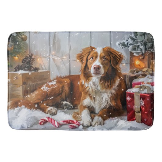 Nova Scotia Eend Toller Hond Kerstfeest Badmat (Voorkant)