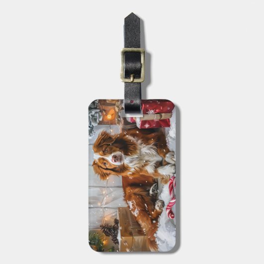 Nova Scotia Eend Toller Hond Kerstfeest Bagagelabel (Voorkant verticaal)