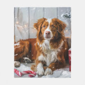 Nova Scotia Eend Toller Hond Kerstfeest Fleece Deken (Voorkant)