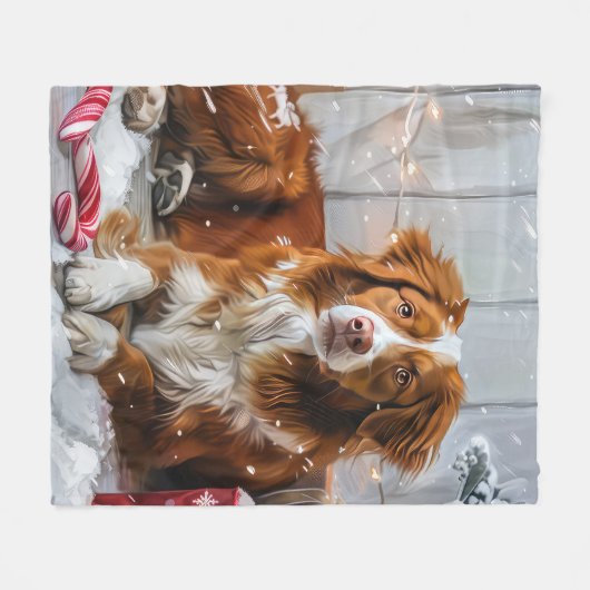 Nova Scotia Eend Toller Hond Kerstfeest Fleece Deken (Voorkant (Horizontaal))
