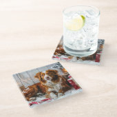 Nova Scotia Eend Toller Hond Kerstfeest Glazen Onderzetter (Schuin)