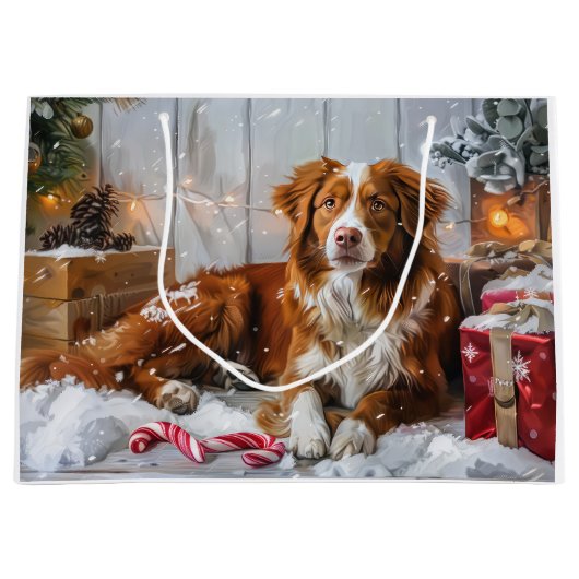 Nova Scotia Eend Toller Hond Kerstfeest Groot Cadeauzakje (Voorkant)