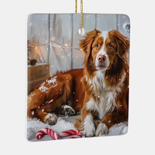 Nova Scotia Eend Toller Hond Kerstfeest Keramisch Ornament (Rechts)