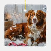 Nova Scotia Eend Toller Hond Kerstfeest Keramisch Ornament (Achterkant)