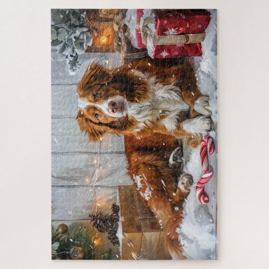 Nova Scotia Eend Toller Hond Kerstfeest Legpuzzel (Verticaal)
