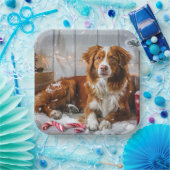Nova Scotia Eend Toller Hond Kerstfeest Papieren Bordje (Feest)