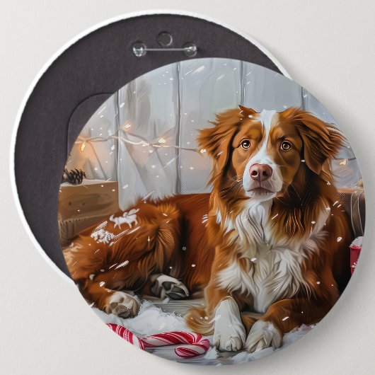 Nova Scotia Eend Toller Hond Kerstfeest Ronde Button 6,0 Cm (Voorkant /achterkant)