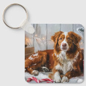 Nova Scotia Eend Toller Hond Kerstfeest Sleutelhanger (Voorkant)