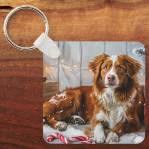 Nova Scotia Eend Toller Hond Kerstfeest Sleutelhanger