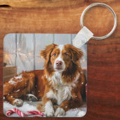 Nova Scotia Eend Toller Hond Kerstfeest Sleutelhanger (Achterkant)
