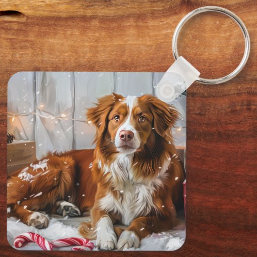 Nova Scotia Eend Toller Hond Kerstfeest Sleutelhanger (Achterkant)
