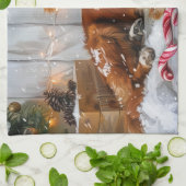 Nova Scotia Eend Toller Hond Kerstfeest Theedoek (Gevouwen)
