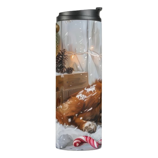 Nova Scotia Eend Toller Hond Kerstfeest Thermosbeker (Gedraaid links)