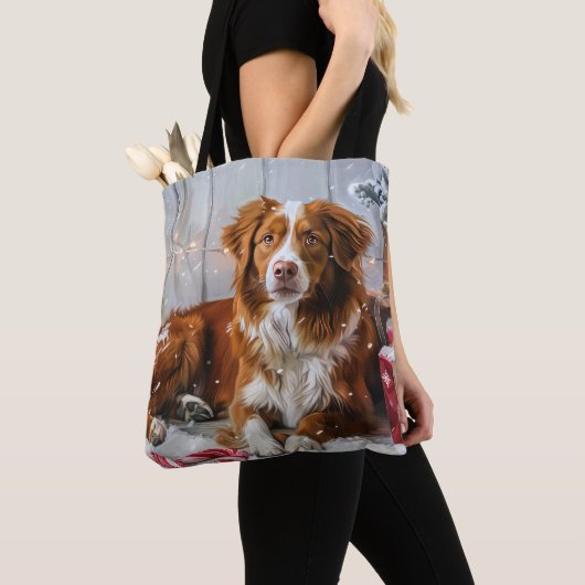 Nova Scotia Eend Toller Hond Kerstfeest Tote Bag (Dichtbij)