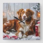 Nova Scotia Eend Toller Hond Kerstfeest Vierkante Klok (Voorkant)