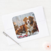 Nova Scotia Eend Toller Hond Kerstfeest Vierkante Sticker (Envelop)