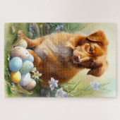 Nova Scotia Eend Toller met Paaseieren Vakantie Legpuzzel (Horizontaal)