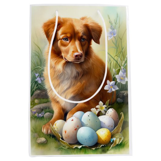 Nova Scotia Eend Toller met Paaseieren Vakantie Medium Cadeauzakje (Voorkant)