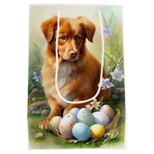 Nova Scotia Eend Toller met Paaseieren Vakantie Medium Cadeauzakje (Achterkant)