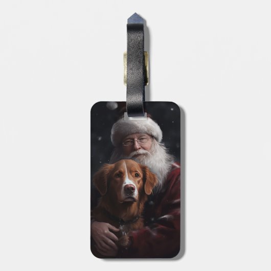 Nova Scotia Eend Toller Met Sinterklaas Feestelijk Bagagelabel (Achterkant verticaal)