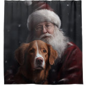 Nova Scotia Eend Toller Met Sinterklaas Feestelijk Douchegordijn (Voorkant)