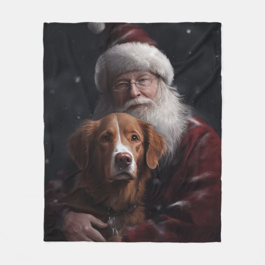 Nova Scotia Eend Toller Met Sinterklaas Feestelijk Fleece Deken (Voorkant)