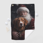 Nova Scotia Eend Toller Met Sinterklaas Feestelijk Golfhanddoek (Insitu)